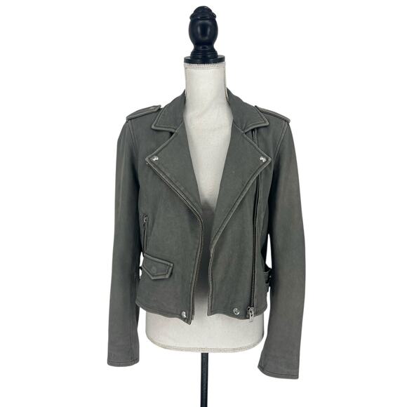 Iro Ashville Lamb Leather Moto Jacket in Gray - Picture 4 of 15